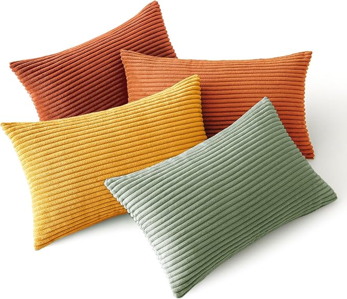 MIULEE Decorative Throw Pillow Covers 12x20 Inch Set of 4, Vibrant Cushion by MIULEE