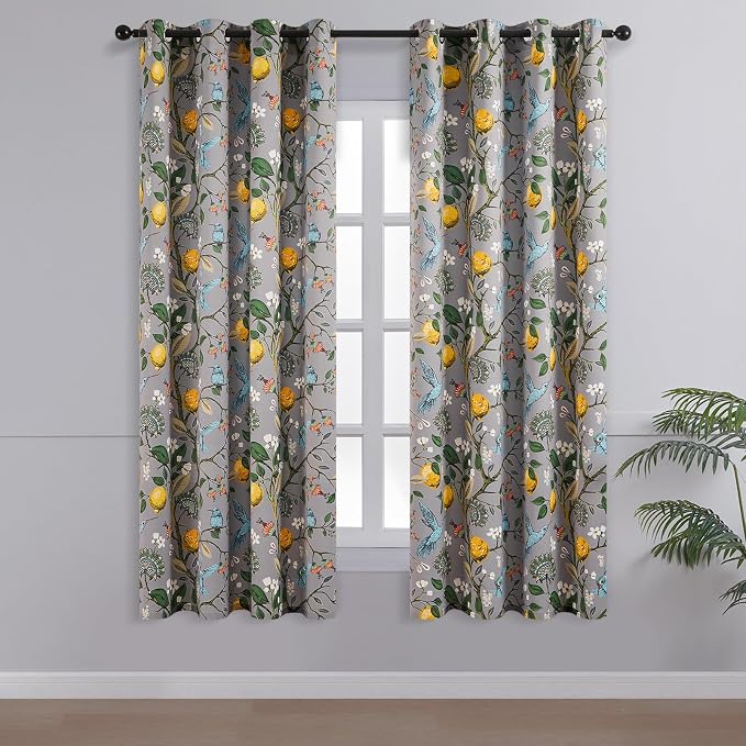 Topfinel Kitchen Curtains 45 Inch Length Gray Vintage Blackout Curtains - Image 2