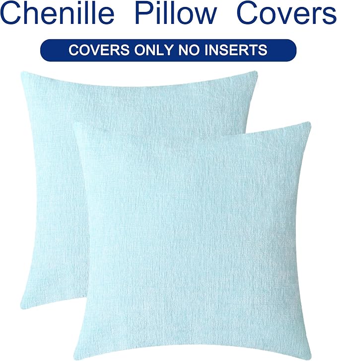 CaliTime Throw Pillow Covers Decorative 24 X 24 Inches Pack of 2 Cozy Chenille - Image 6