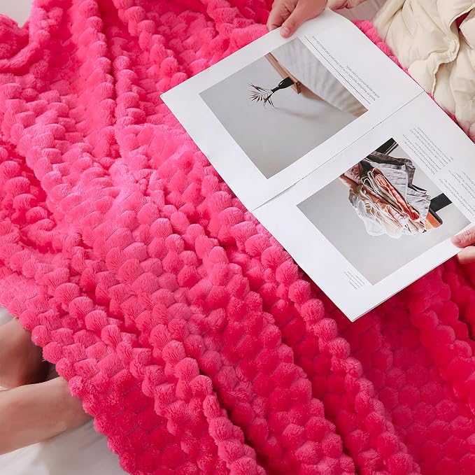 Puncuntex Hot Pink Throw Blanket 50"×60" inches Gifts - Image 2