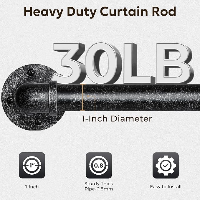 Zeerobee Curtain Rods for Windows 48 to 84, 1 Inch Industrial Wrap Around - Image 4