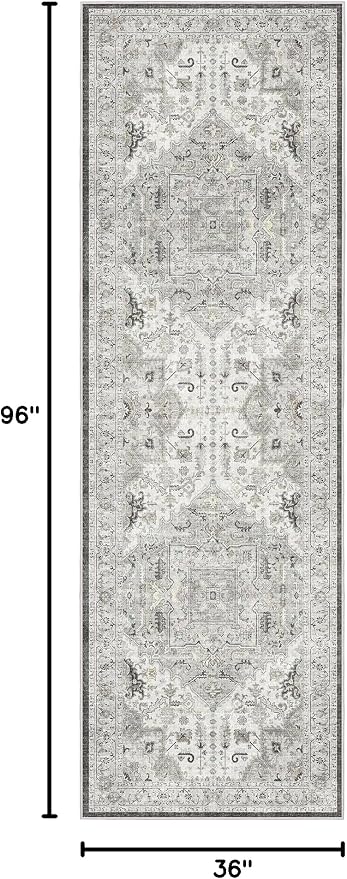 Madane Hallway Runner 3x8, Kitchen Rugs Washable Entryway Rug Vintage Kitchen - Image 2