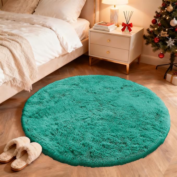 OLANLY Teal Green Round Rugs for Bedroom - Image 3