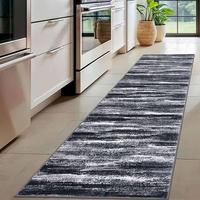 Lansny Modern Abstract Hallway Runner Rug - Image 2