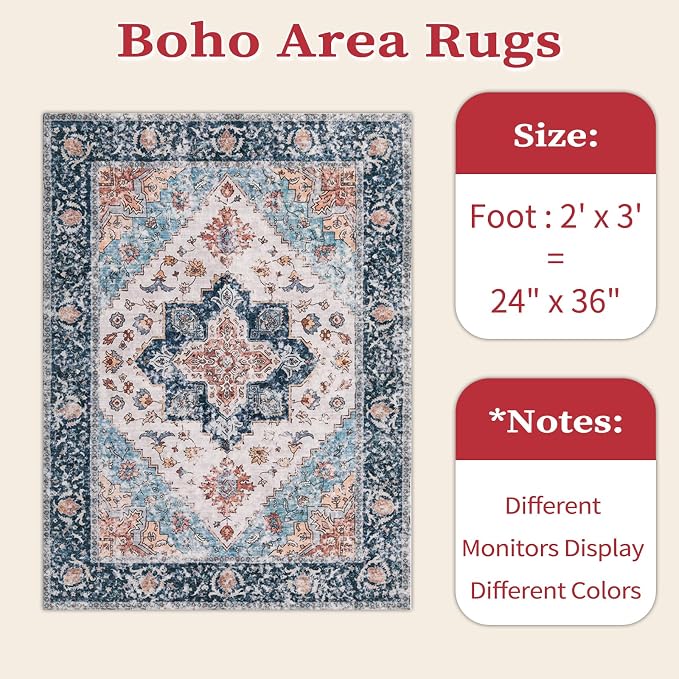 SERISSA Boho Rugs for Entryway, 2x3 Entryway Rug Non-Slip Washable Small Area - Image 2