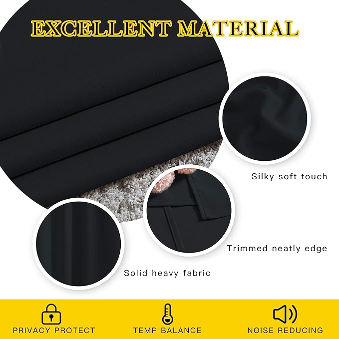 NICETOWN Black Blackout Curtains 36 inch Curtains - Image 4