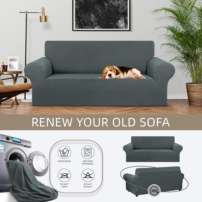 KEKUOU Stretch Loveseat Sofa Cover Slipcover, Couch Covers - Image 3