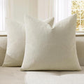 MIULEE Cream Chenille Couch Throw Pillow Covers, 18x18 | Set of 2, Soft by MIULEE