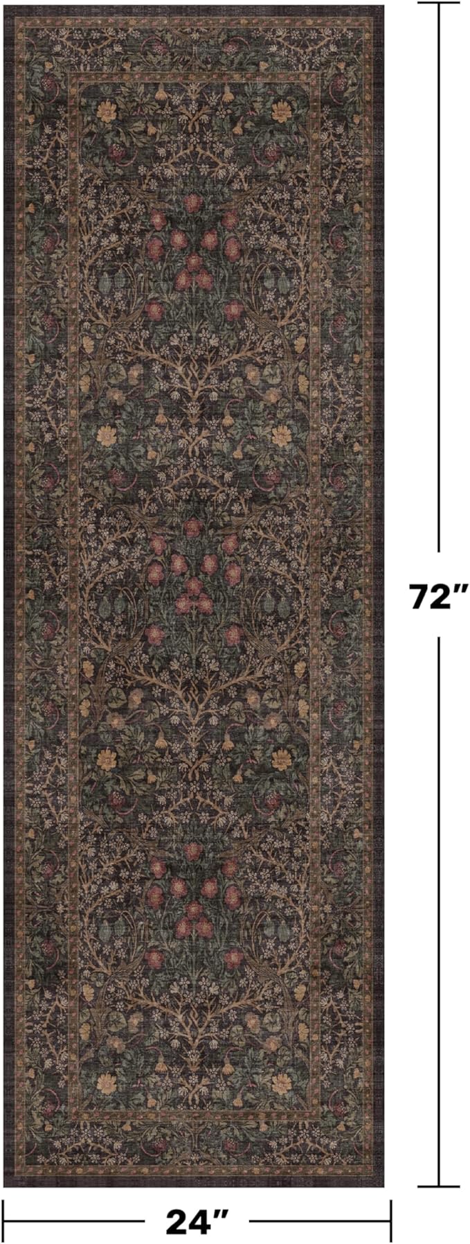 Dark Brown Washable 2x6 Runner Rugs - Image 2