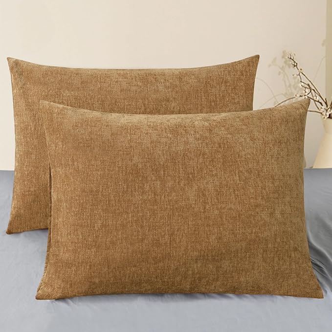 CaliTime Throw Pillow Covers Decorative 20 X 26 Inches Pack of 2 Cozy Chenille by CaliTime