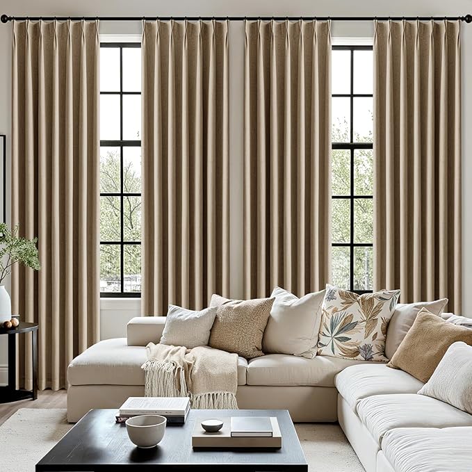 MIULEE Cafe Brown Pinch Pleated 100% Blackout Linen Curtains 40x84 Inches | - Image 7