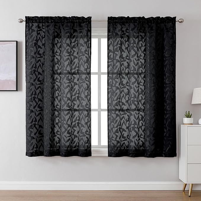 Lecloud Leia Black Sheer Curtains by Lecloud
