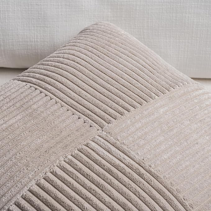 Fancy Homi 2 Packs Neutral Taupe Lumbar Decorative Throw Pillow Covers 16x26 - Image 3