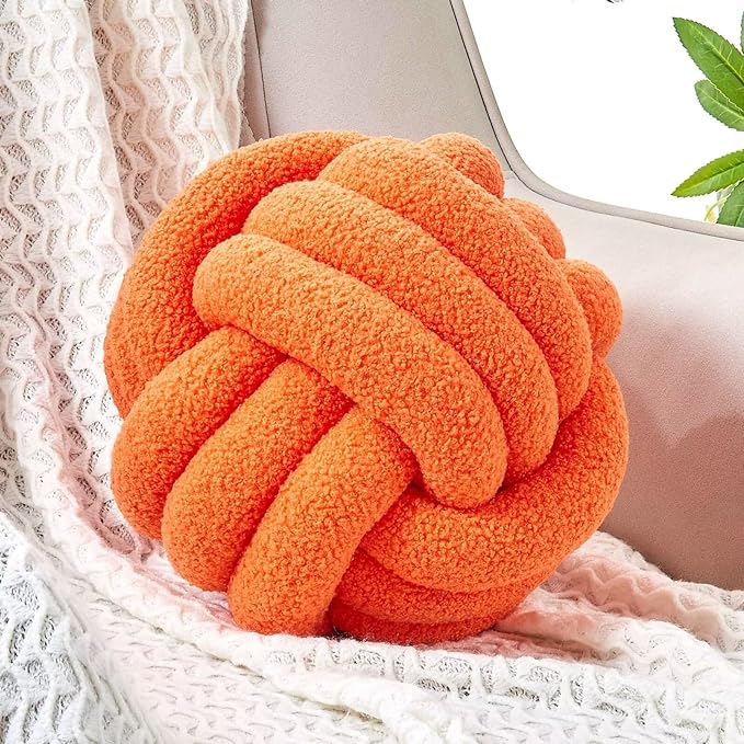 Uvvyui Knot Pillow Ball, Soft Home Decorative Round Throw Pillow, Handmade by Uvvyui