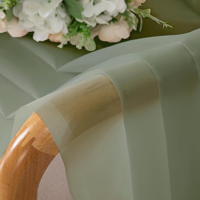 Chyhomenyc Extra Long Sage Green Voile Sheer Curtains 120 Inches Long 2 Pack - Image 4
