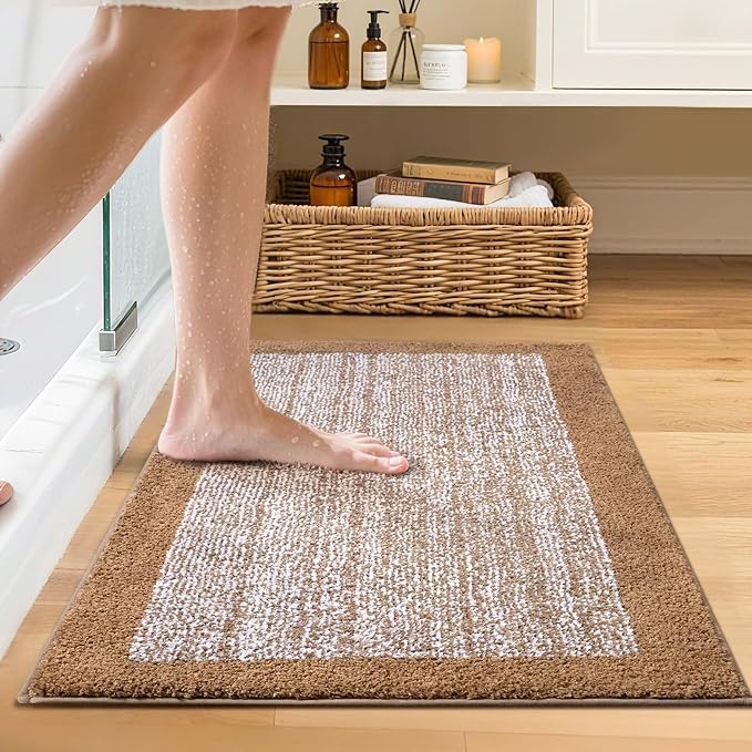 Bathroom Rugs 24x17 Non Slip Washable, Coffee Bath Mat - Image 2