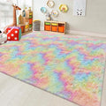 Fluffy Rainbow Colorful Area Rug by JiaoBaba