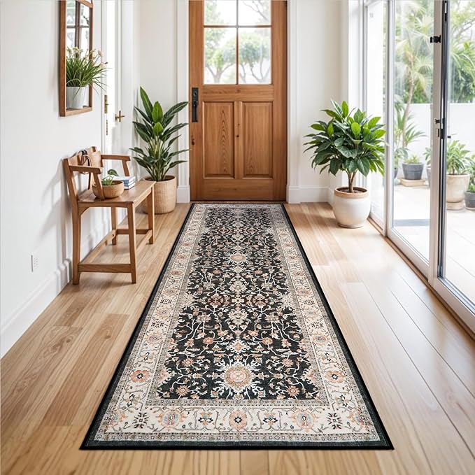 Washable 3x8 Hallway Runner Rug: Non Slip Stain Resistant Runner Rugs Low Pile - Image 2
