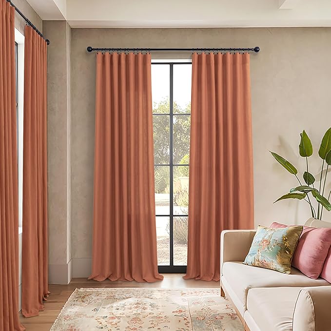 Pitalk Boho Curtains for Bedroom 2 Panels Rust Terracotta Colored Rod Pocket - Image 6