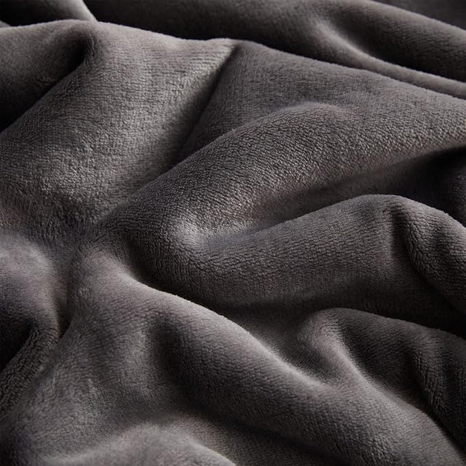 KMUSET Fleece Blanket King Size Dark Grey Lightweight Super Soft Cozy Luxury - Image 6