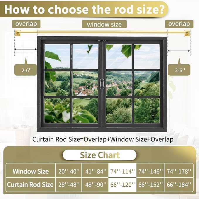 Gold Curtain Rods for Windows 66-120Inch Heavy Duty French Return Rod, Wrap - Image 9