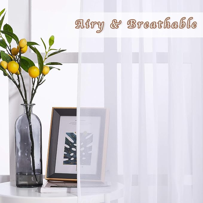 NICETOWN Sheer Small Curtains 48 inch Length 2 Panels, Grommet Short Curtains - Image 4