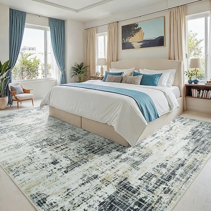 9x12 Area Rugs for Living Room Washable Rug: Anti-Skid Abstract Modern Living - Image 2