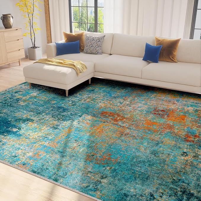 Washable Area Rugs 7'x9' Non-Slip Modern Abstract Soft - Image 7
