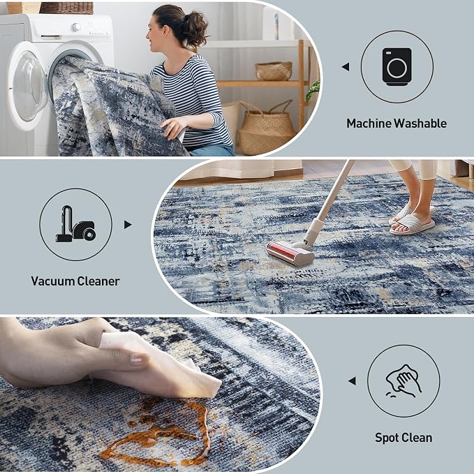 2'6''x8' Runner Rugs Washable Rug: Modern Abstract Hallway Runner Rug Indoor - Image 5