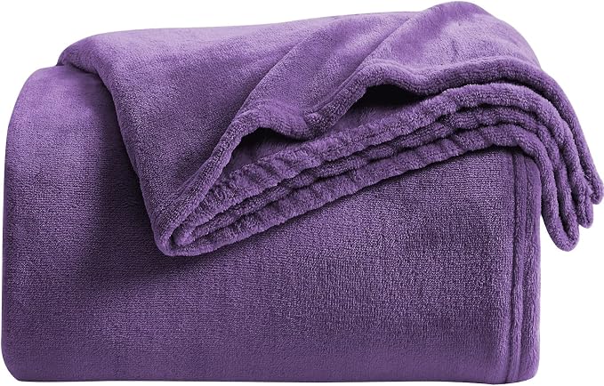 KMUSET Super Soft Throw Blanket Premium Silky Flannel Fleece Twin Size Purple by COZYBLANKETHappyHomeLife