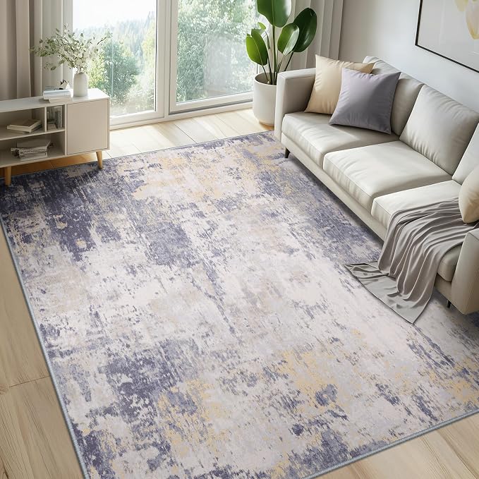 Washable Area Rugs 6'x8' Non-Slip Modern Abstract Soft by RELEANY