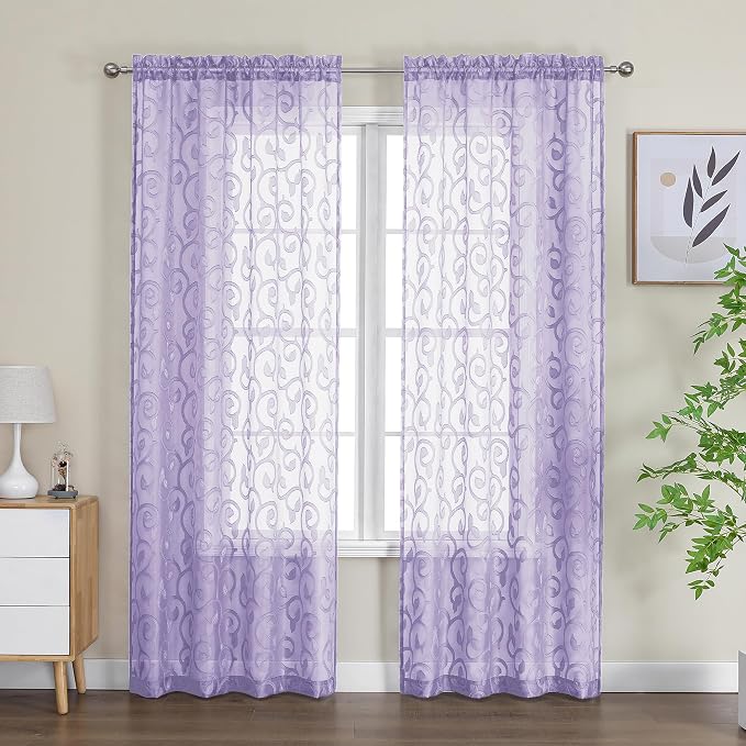 OWENIE Furman Sheer Curtains 84 inches Long - Image 2