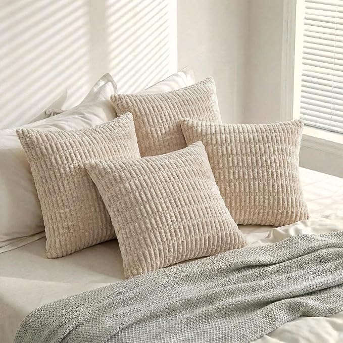 Fancy Homi 4 Packs Tan Decorative Throw Pillow Covers 16x16 Inch - Image 8