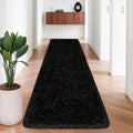 2x8 Bedside Area Rugs for Bedroom Soft Fluffy Shag Black Rug for Hallway by JiaoBaba