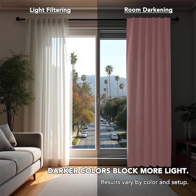 Deconovo Back Tab and Rod Pocket Drapes and Curtains Short Blackout Curtains - Image 3