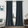 Guken 100% Blackout Linen Curtains 96 Inch Length 2 Panels Set by Guken