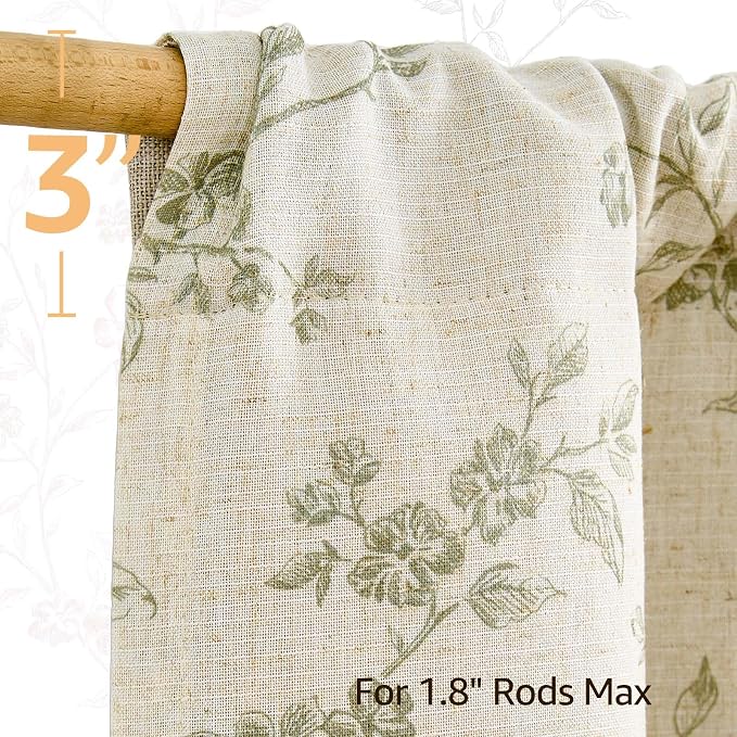 jinchan Linen Valance Curtains for Windows 16 Inch Christmas Decorations Floral - Image 8
