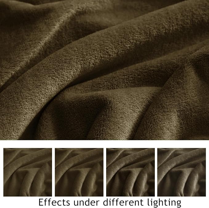 KMUSET Fleece Blanket Dark Brown Lightweight Super Soft Cozy Fuzzy Bed Blankets - Image 2