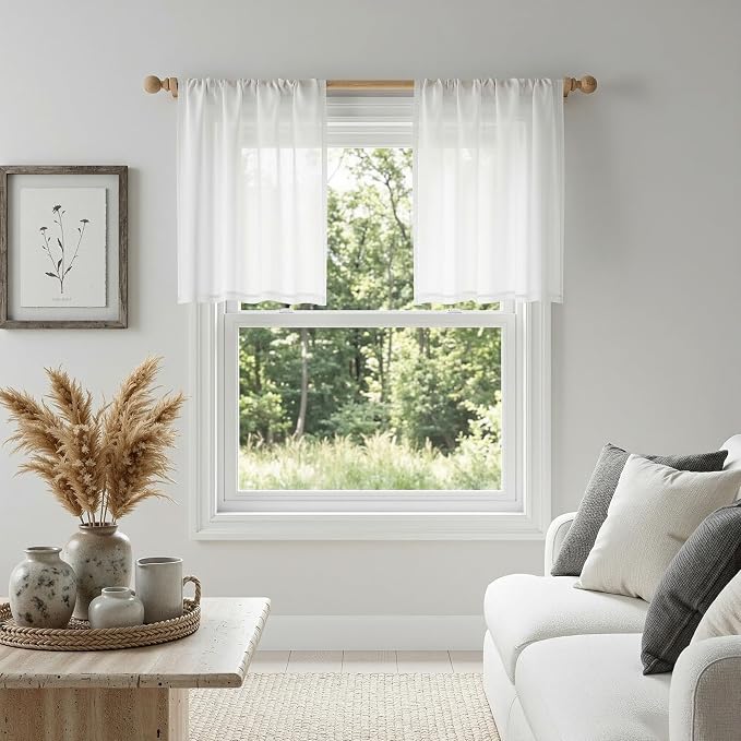 MYSKY HOME Semi Sheer White Curtains 36 Inches Long - Image 4
