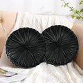 HIG Set of 2 Decorative Round Pleated Throw Pillows, Classy Accent Pumpkin by HIG