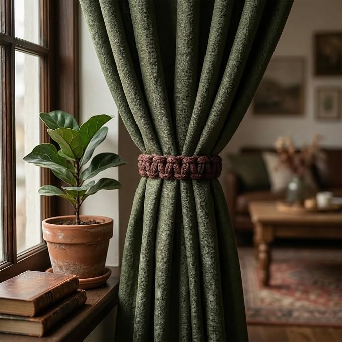 Ptwola 4 Pack Braided Curtain Tiebacks Boho Elegant Rustic Curtain Holdbacks - Image 6