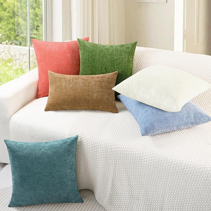 CaliTime Throw Pillow Covers Decorative 20 X 20 Inches Pack of 2 Cozy Chenille - Image 4