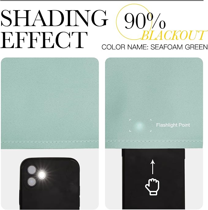 NICETOWN Seafoam Green Blackout Curtains 90 inches Long, Grommet Thermal - Image 7