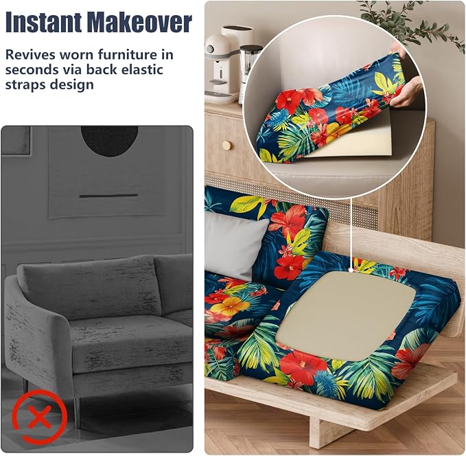 8Pcs Stretch Patio Cushion Covers, Outdoor Couch & Sofa Replacement Slipcovers - Image 5