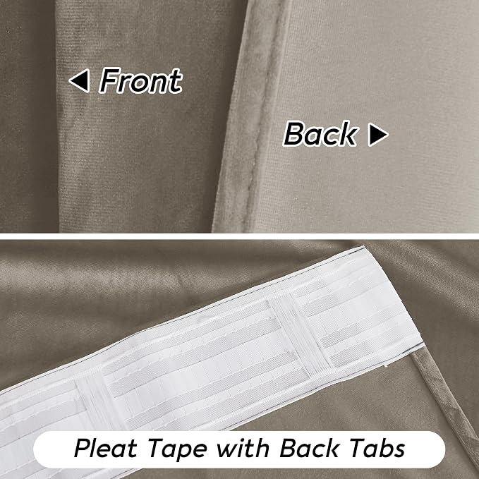 RYB HOME Taupe Velvet Curtains 84 inches Length - Image 5