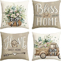 AVOIN Colorlife Bless Our Home Farmhouse Eucalyptus Leaves Throw Pillow Covers by AVOINcolorlife