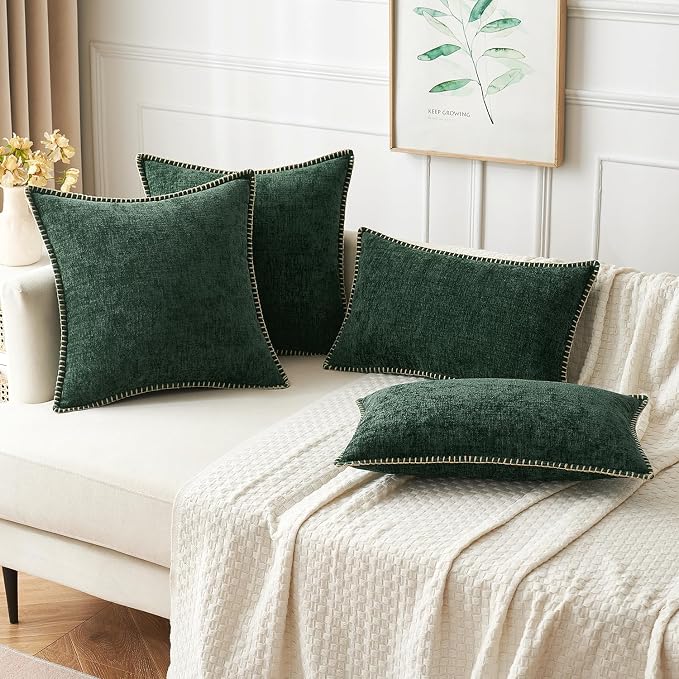 MIULEE Pack of 2 Christmas Pillow Covers 20x20 Inch Dark Green Farmhouse - Image 8