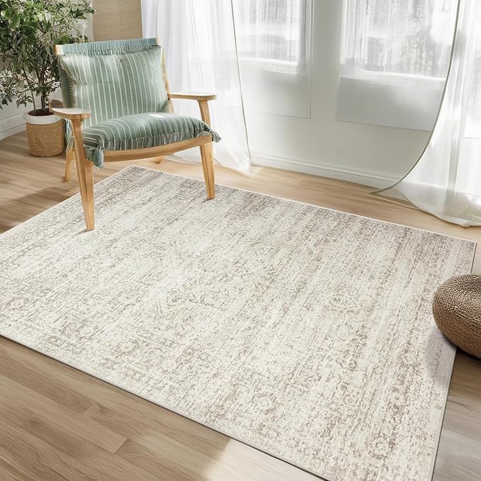 Washable Rugs 3x5 Area Rugs for Living Room, Bedroom- Non Slip Vintage Entryway by Srugn