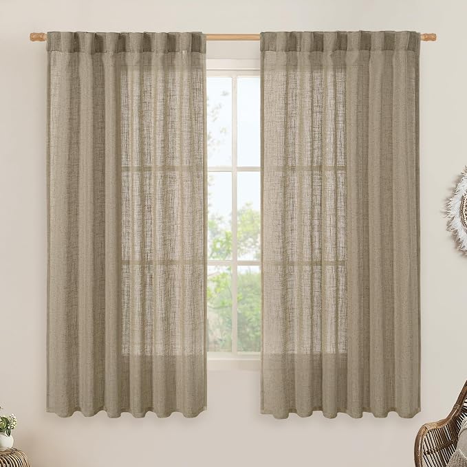 LAMIT Sheer Linen Curtains 63 Inch by LAMIT