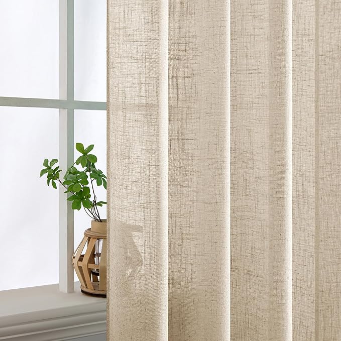 MIULEE Light Taupe Linen Curtains 90 Inch Long 2 Panels - Image 5